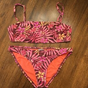 Floral Bikini Set in Pink and Orange